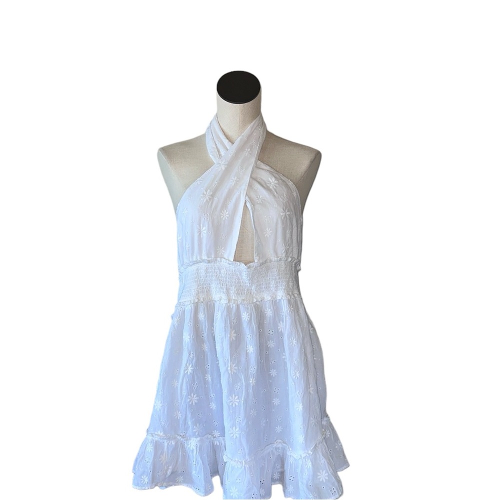 NWOT Aerie white eyelet dress crossover or halter 2 in one dress - Picture 7 of 8